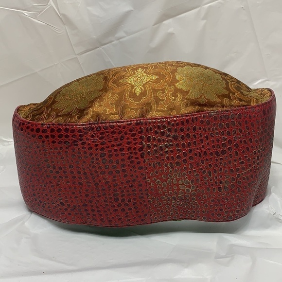 HOLII Green Orange Leather and Fabric Bag Eastern Indian Designs Gold leaf NWT - Picture 6 of 9